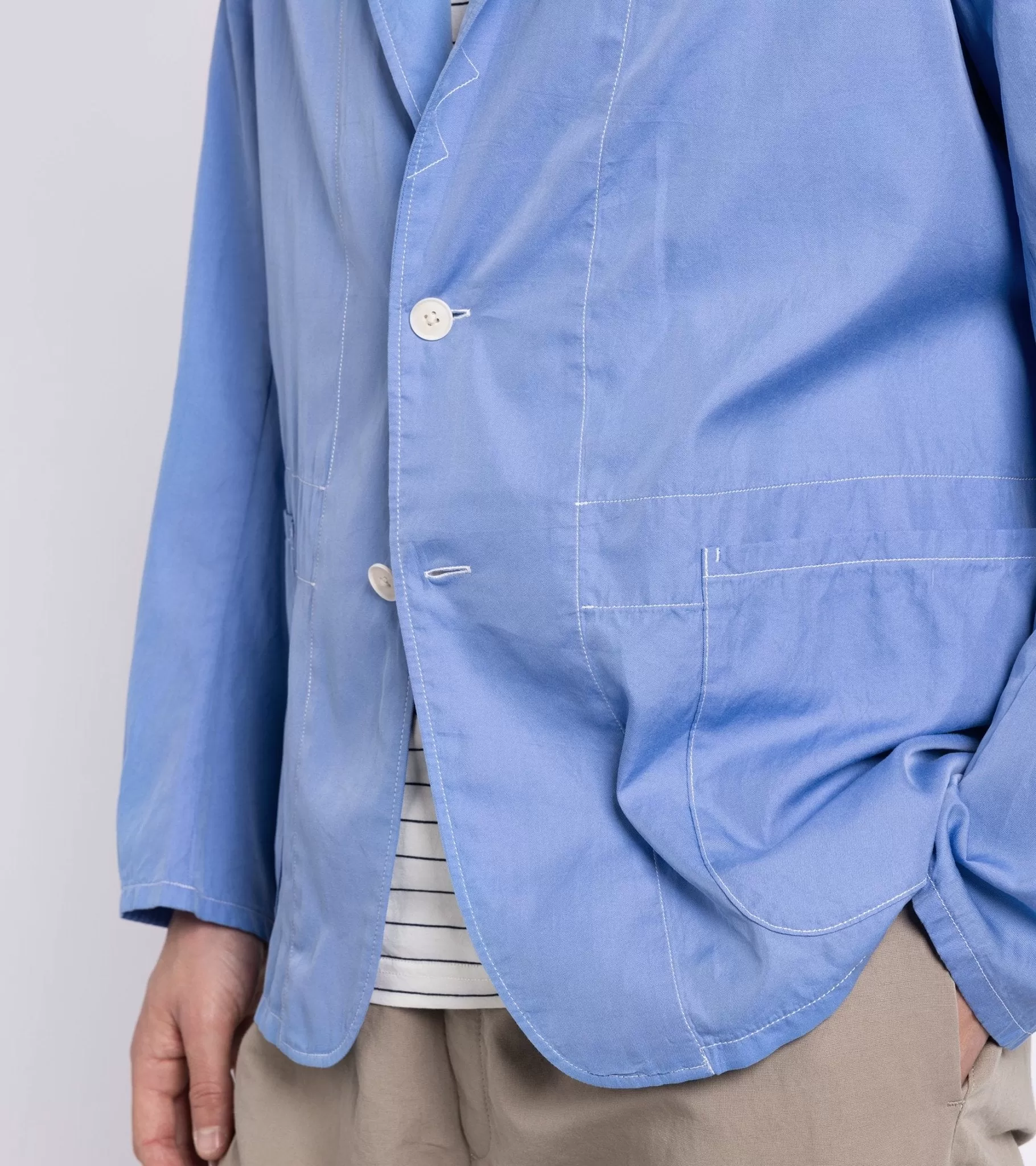 Kaptain Sunshine Cotton Silk Easy Jacket: Blue