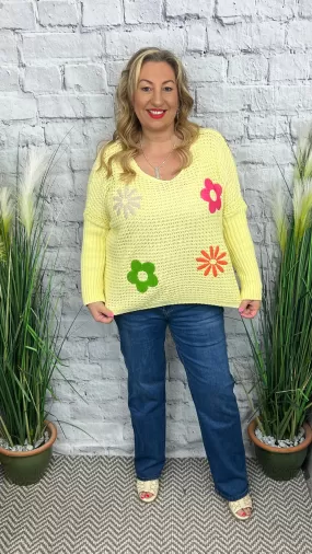 KATRINA Knitted Flower Motif Jumper