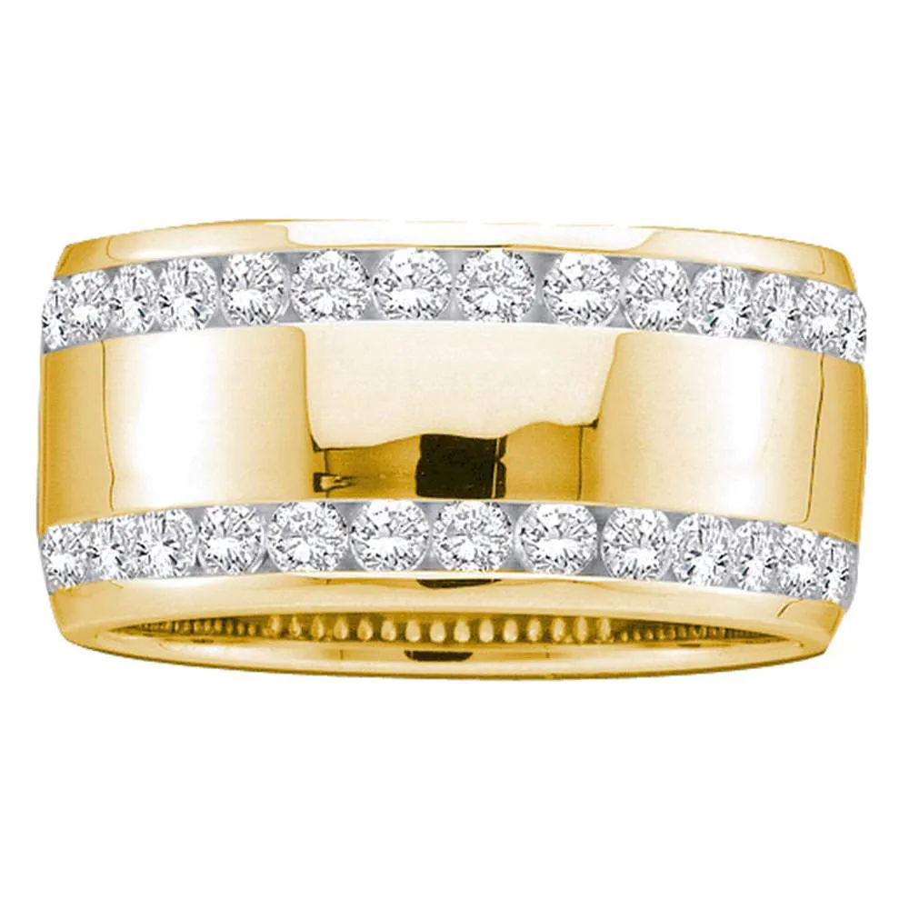 Keene Jewelers 14kt Yellow Gold Womens Round Diamond Double Row Eternity Wedding Band 1 Cttw