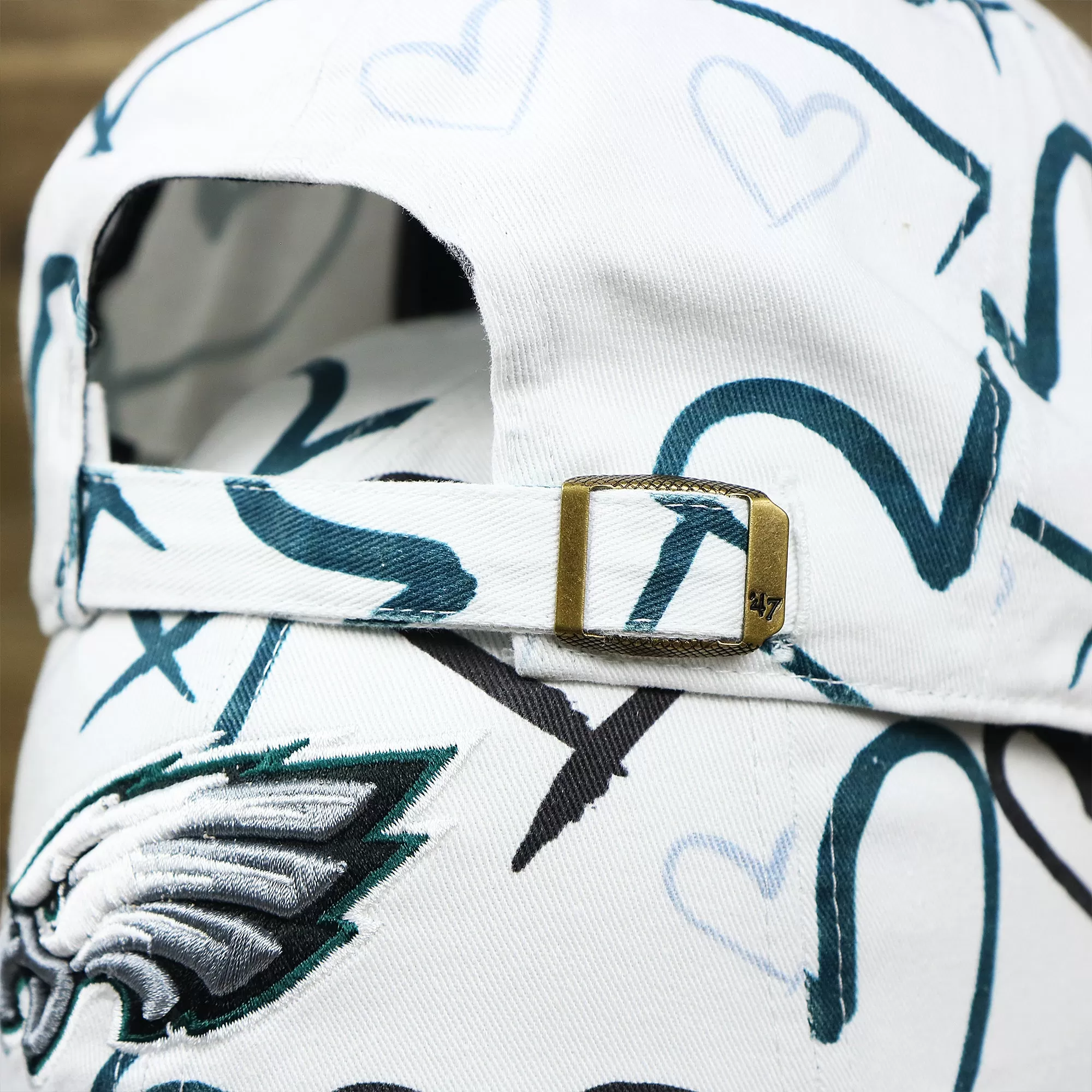 Kids Philadelphia Eagles Hearts All Over Print Dad Hat | White Kid’s Dad Hat