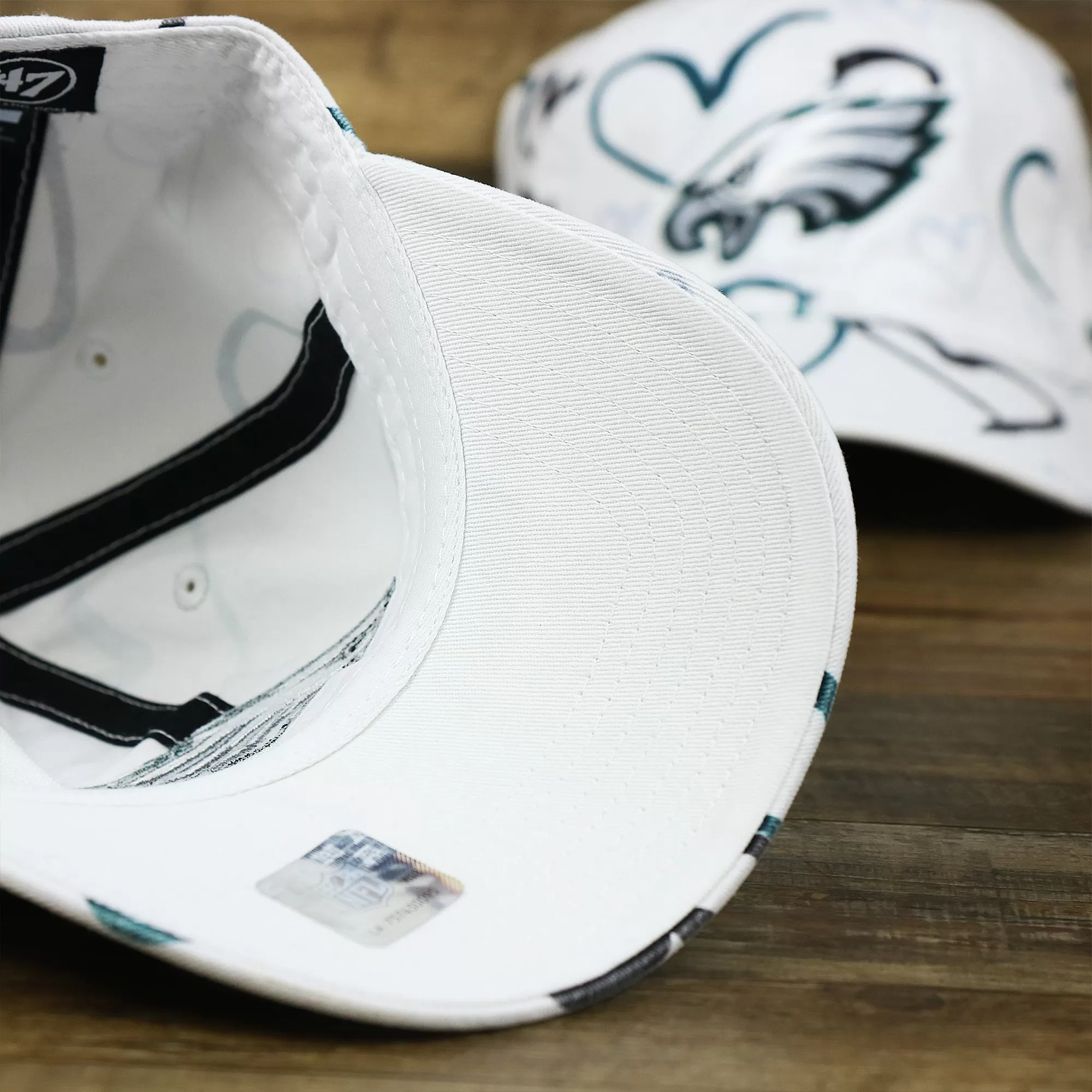 Kids Philadelphia Eagles Hearts All Over Print Dad Hat | White Kid’s Dad Hat