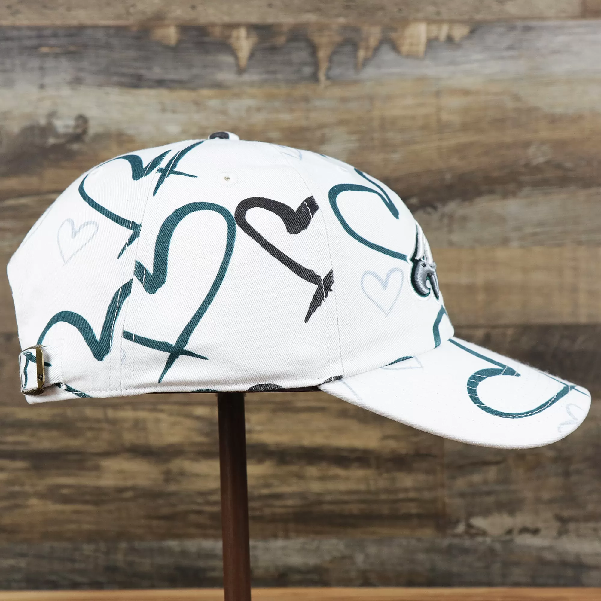 Kids Philadelphia Eagles Hearts All Over Print Dad Hat | White Kid’s Dad Hat