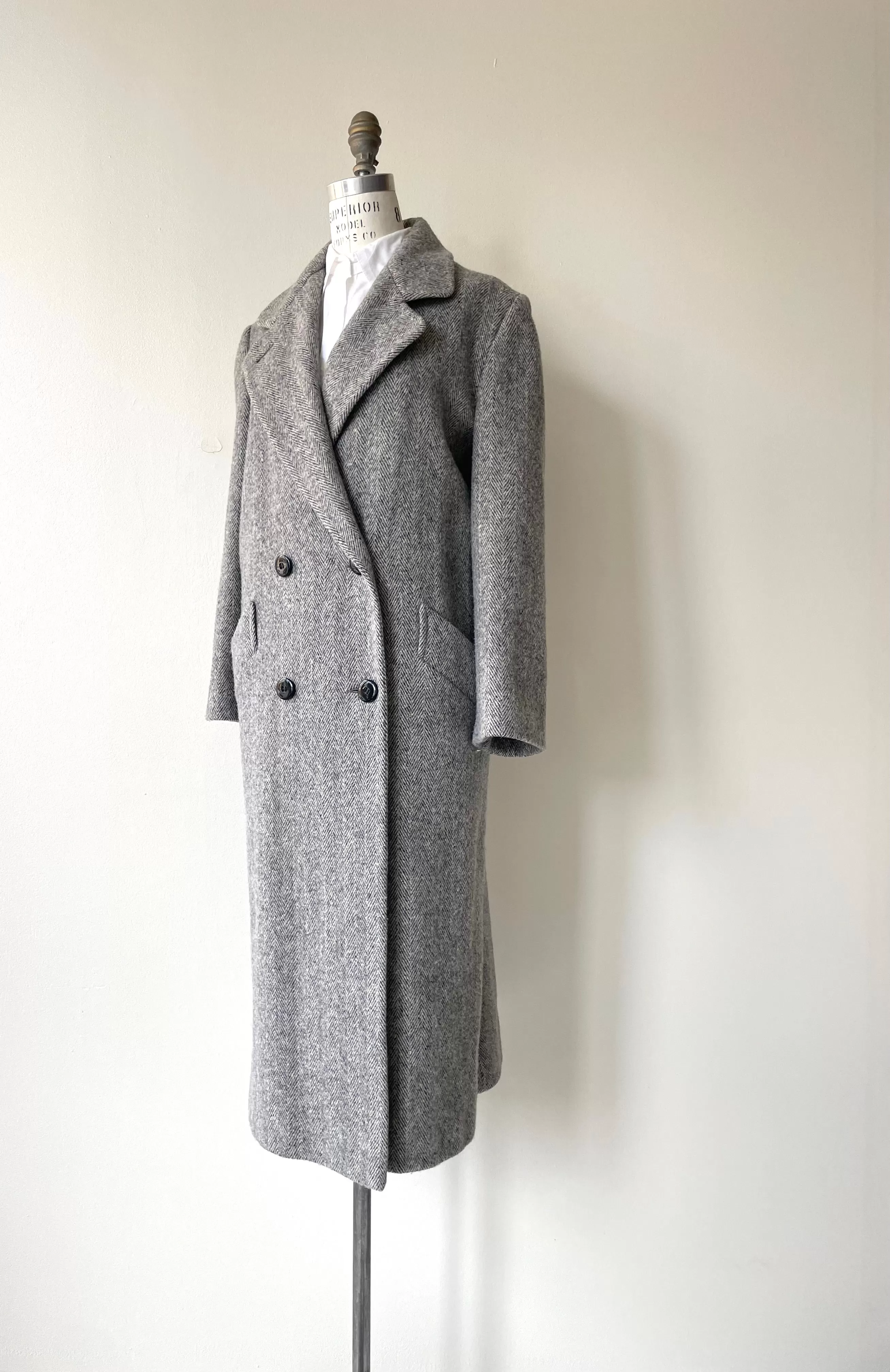 Klein Herringbone Wool Coat