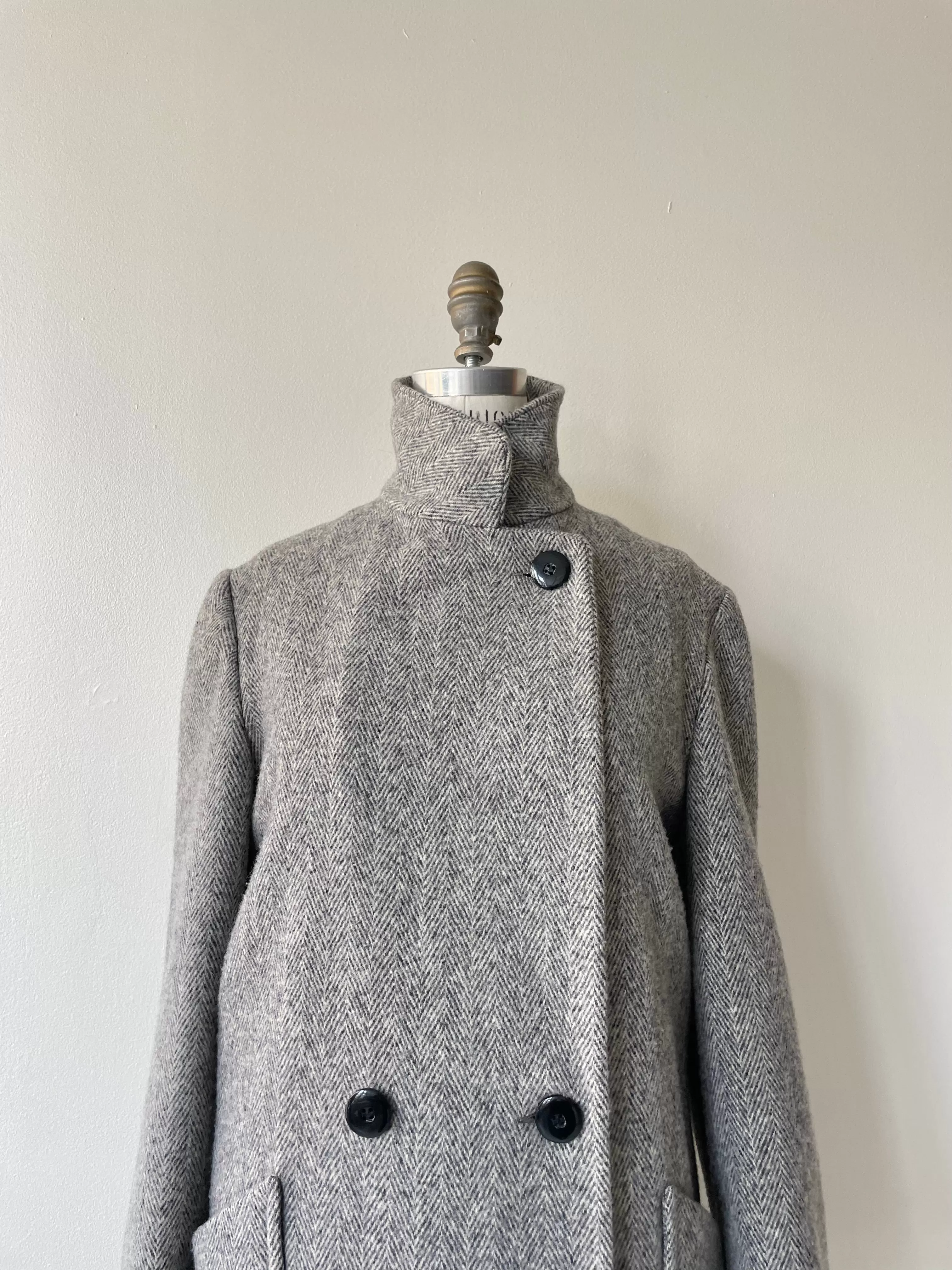 Klein Herringbone Wool Coat