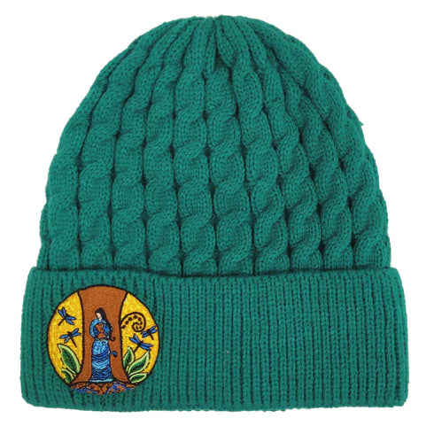 Leah Dorion Strong Earth Woman Embroidered Knitted Hat