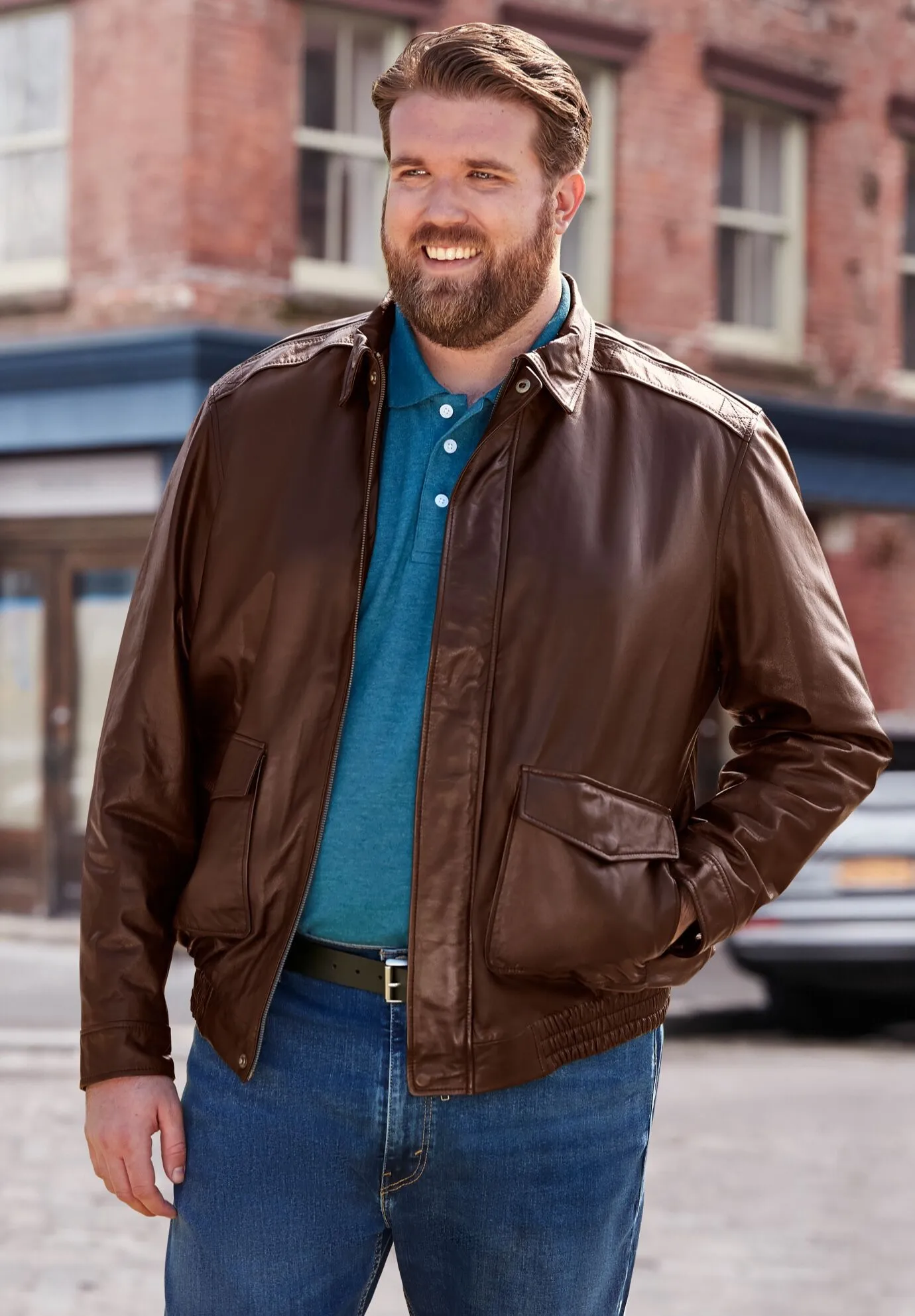 Leather Aviator Bomber