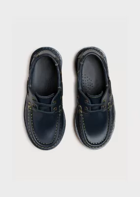 Leather Boat Shoes in Navy (26-34EU)