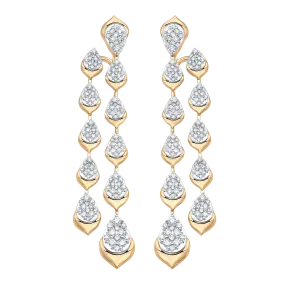 Lierre Gold and Diamond Full Pear Two Row Drop Earrings