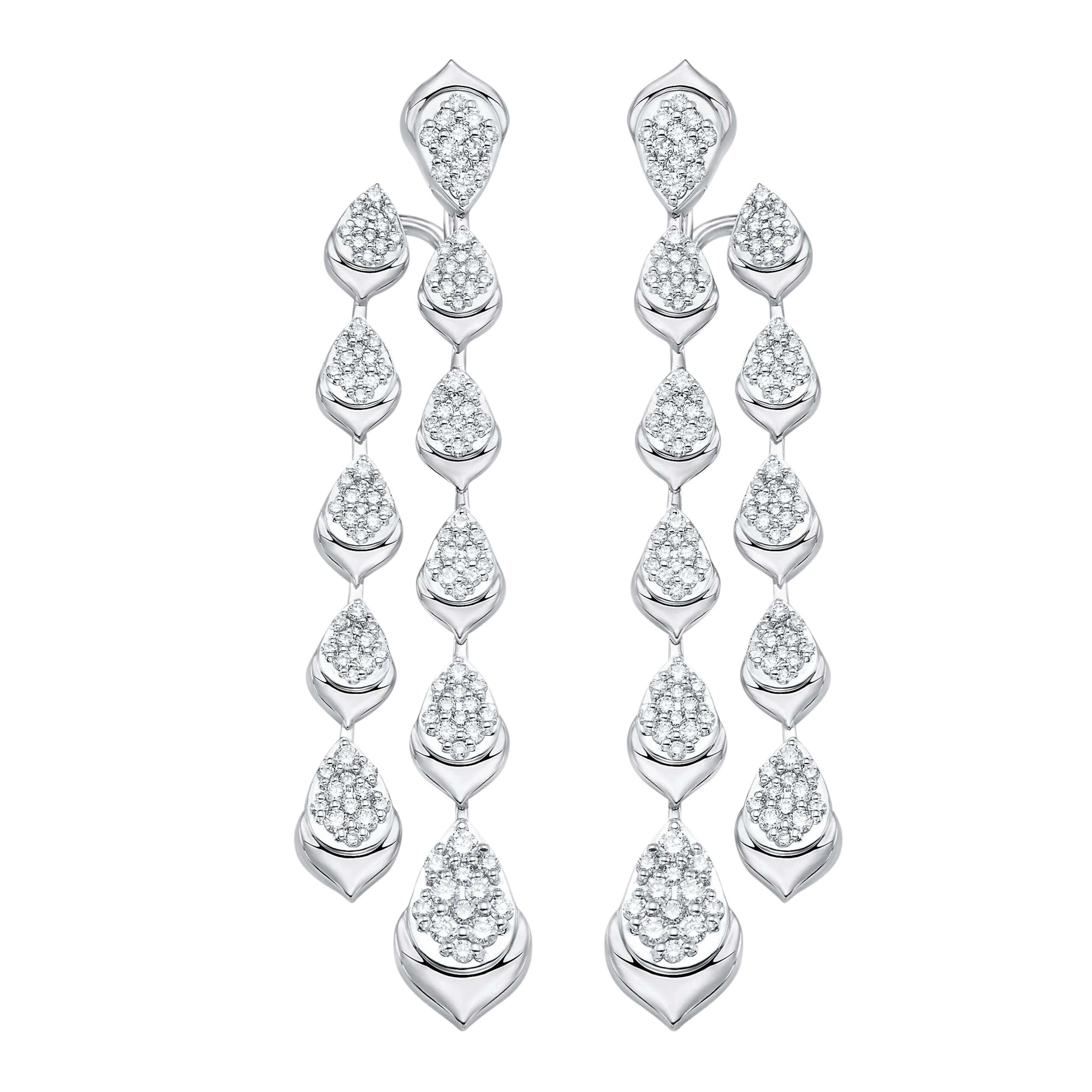 Lierre Gold and Diamond Full Pear Two Row Drop Earrings