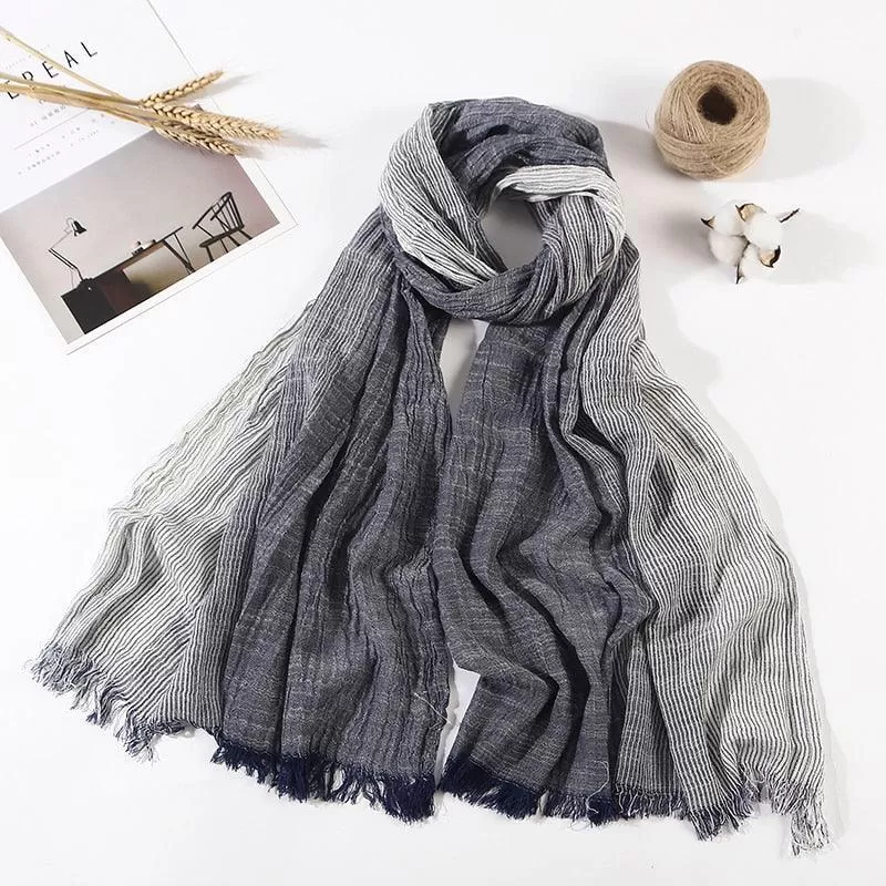 Long Cotton and Linen Style Scarf