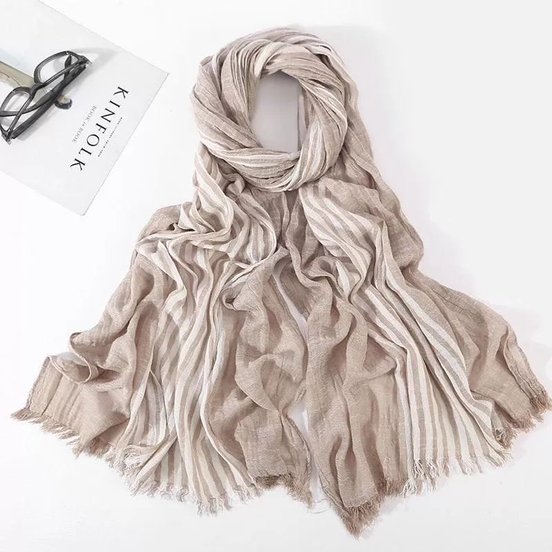 Long Cotton and Linen Style Scarf