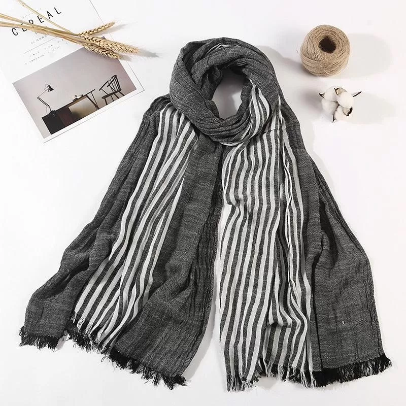 Long Cotton and Linen Style Scarf