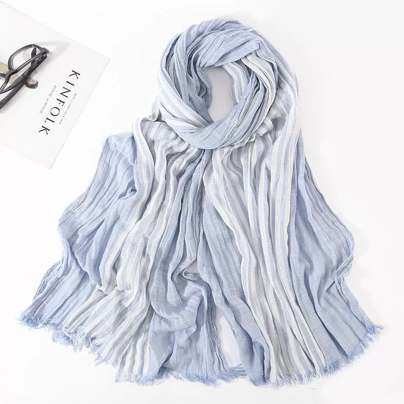 Long Cotton and Linen Style Scarf