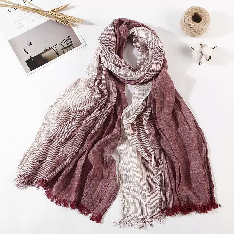 Long Cotton and Linen Style Scarf