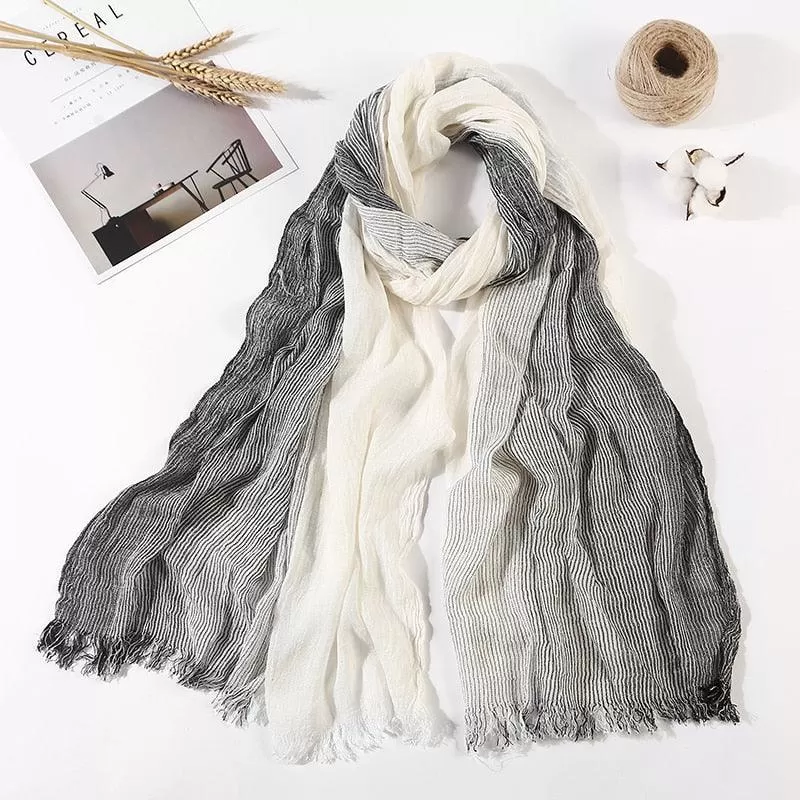 Long Cotton and Linen Style Scarf