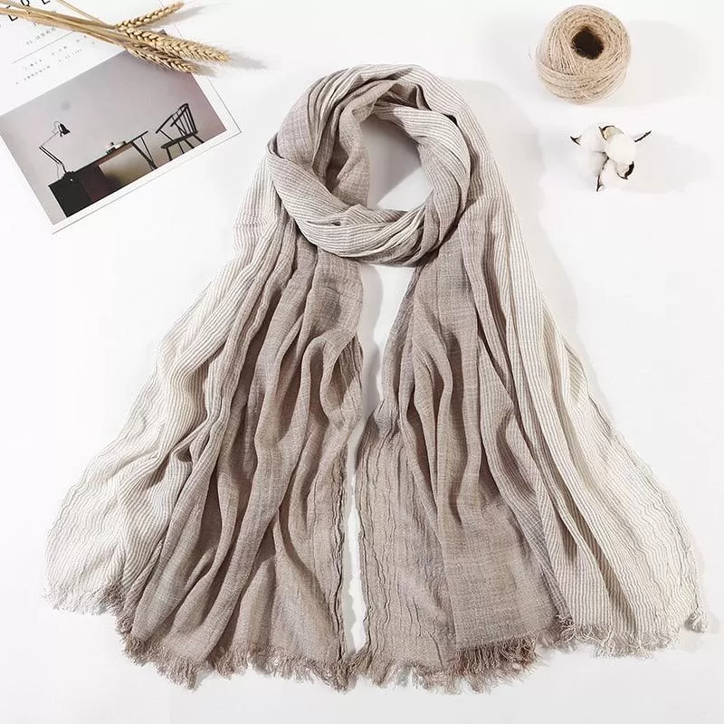 Long Cotton and Linen Style Scarf