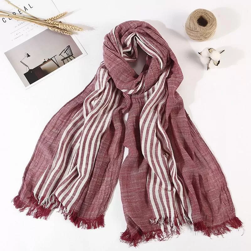 Long Cotton and Linen Style Scarf