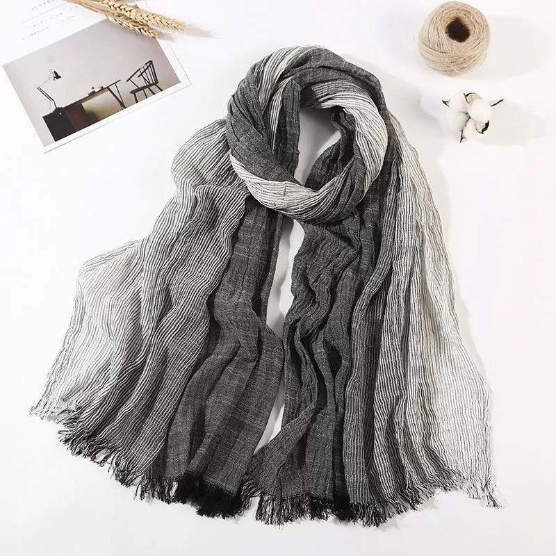 Long Cotton and Linen Style Scarf