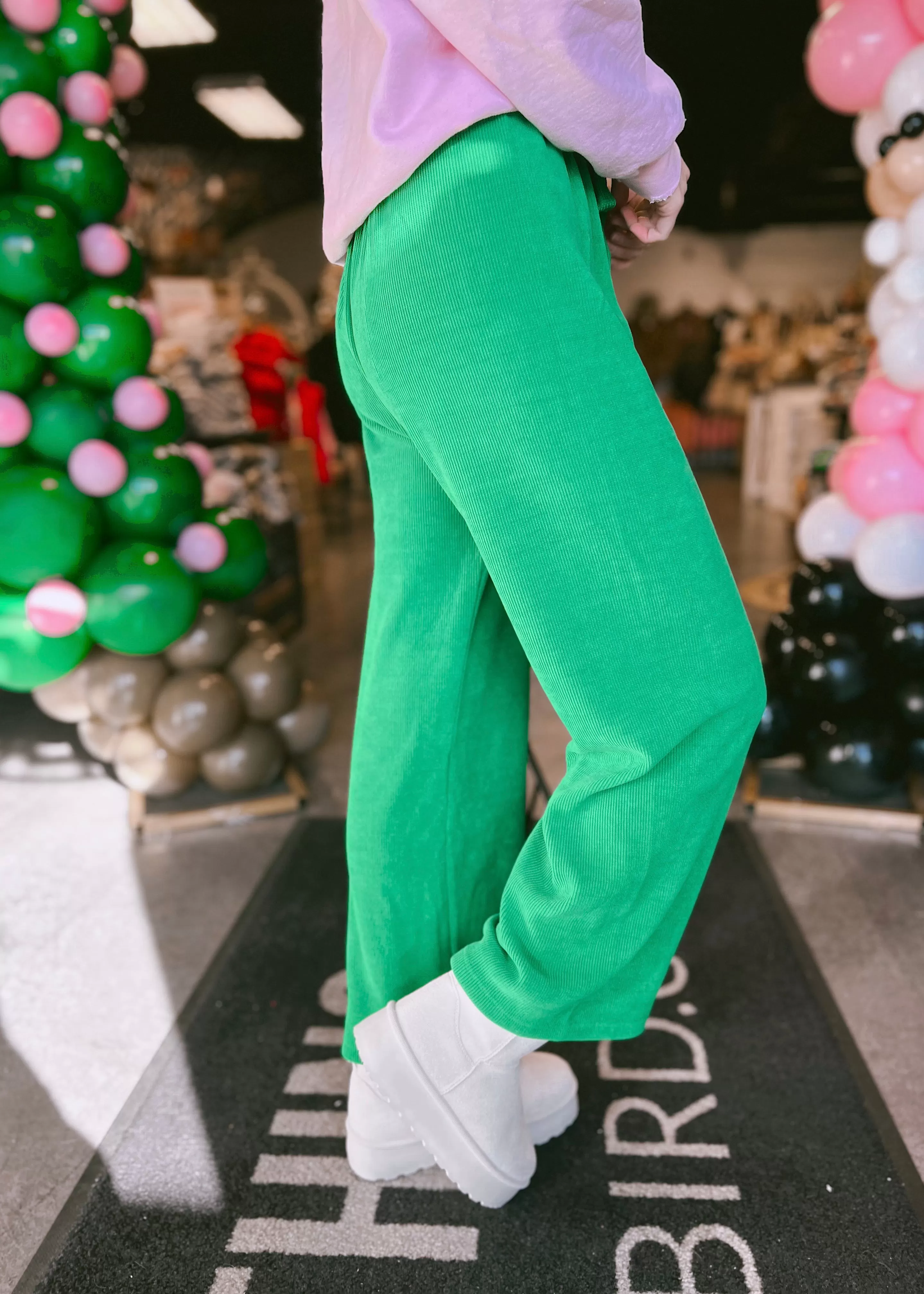 LUCCA Ribbed Pants | Green