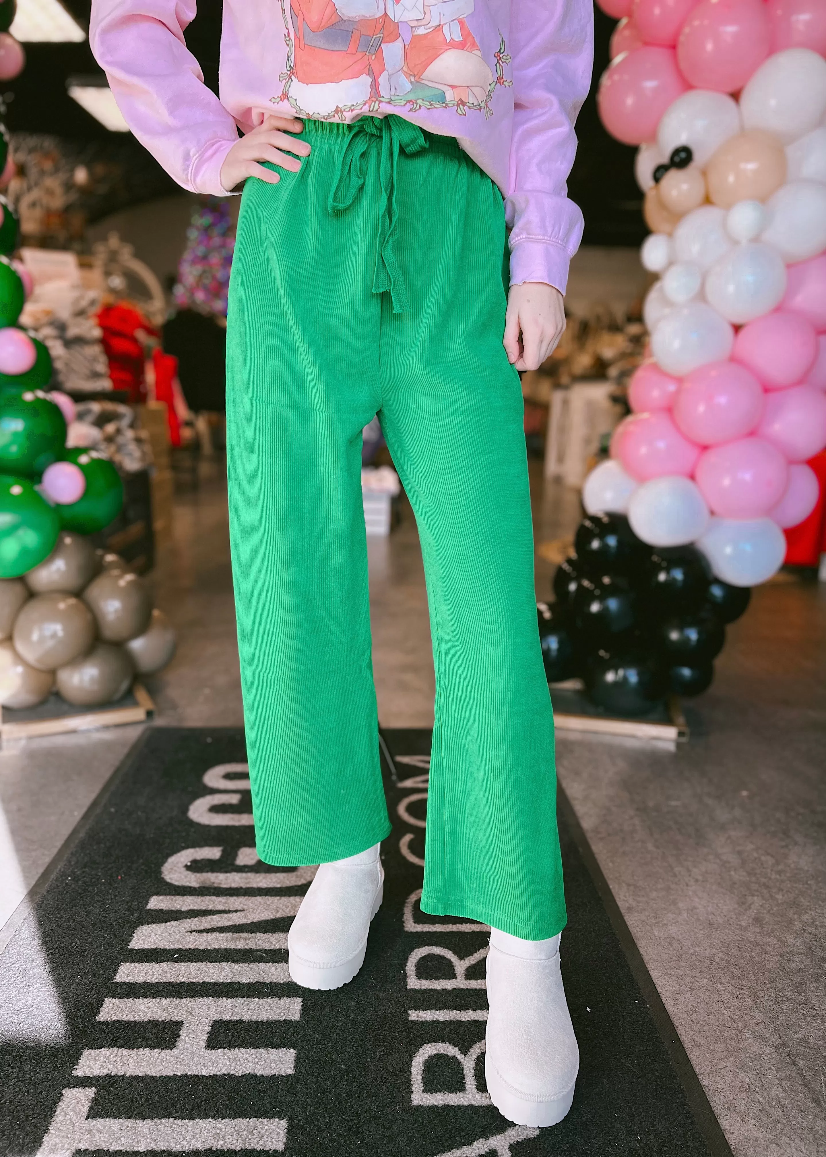 LUCCA Ribbed Pants | Green