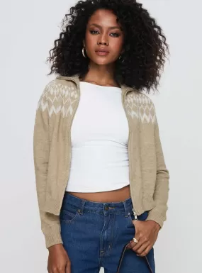 Lumsden Knit Zip Up Jumper Beige