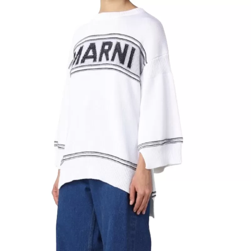 MARNI  |White cotton sweater with logo