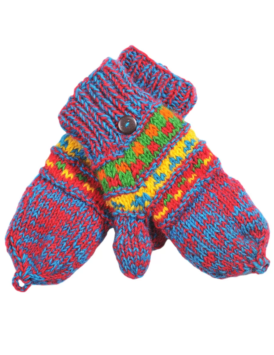 Melange Tribal Pattern Woolen Hunter Gloves