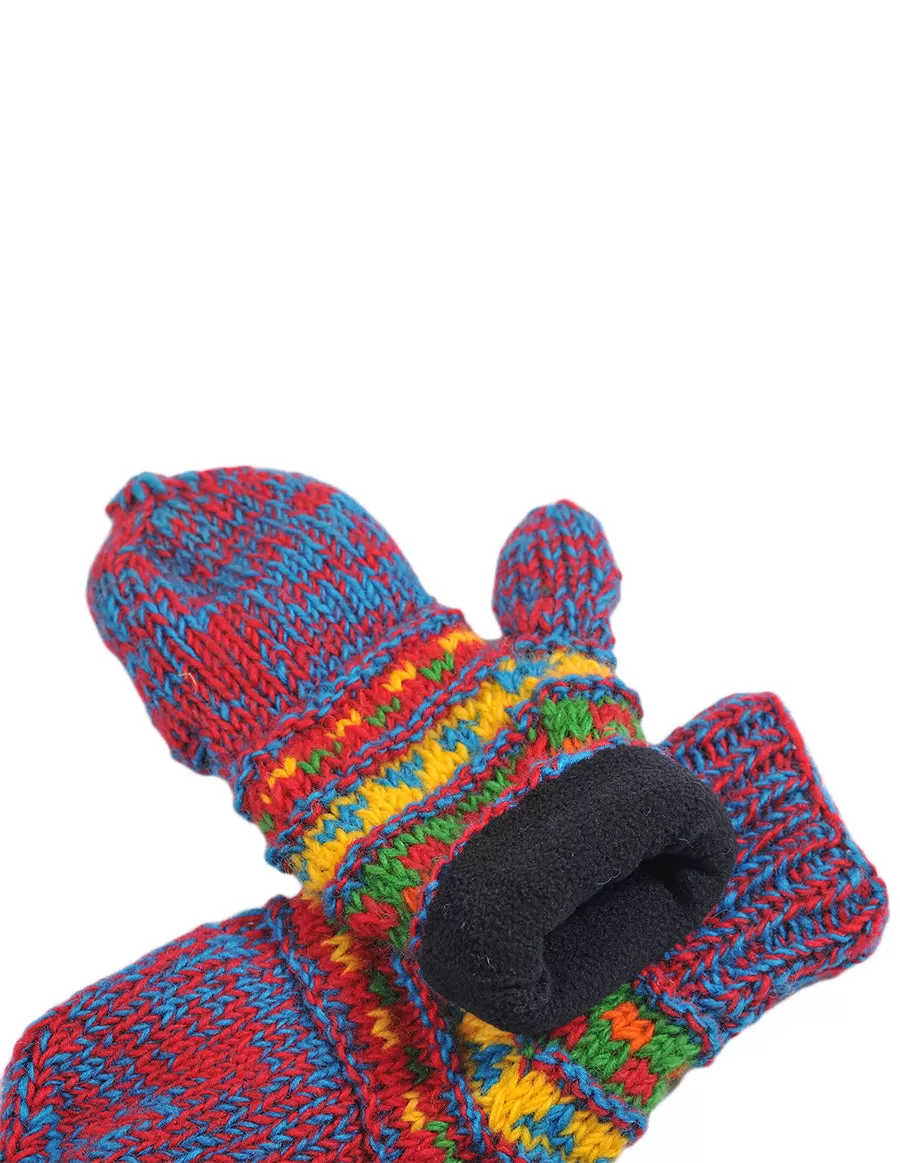 Melange Tribal Pattern Woolen Hunter Gloves