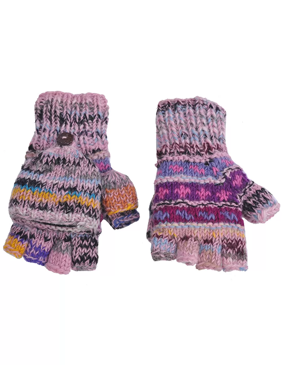 Melange Tribal Pattern Woolen Hunter Gloves