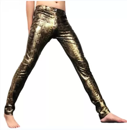 Men's Leopard Sexy Metallic 70s Disco Dance Nightclub Party Trousers