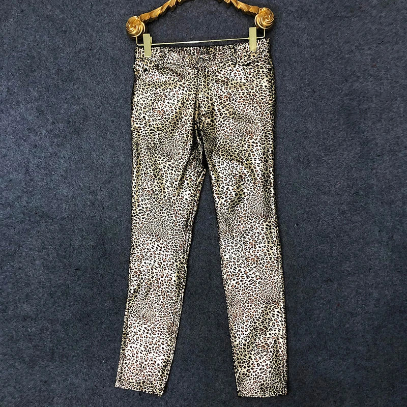 Men's Leopard Sexy Metallic 70s Disco Dance Nightclub Party Trousers