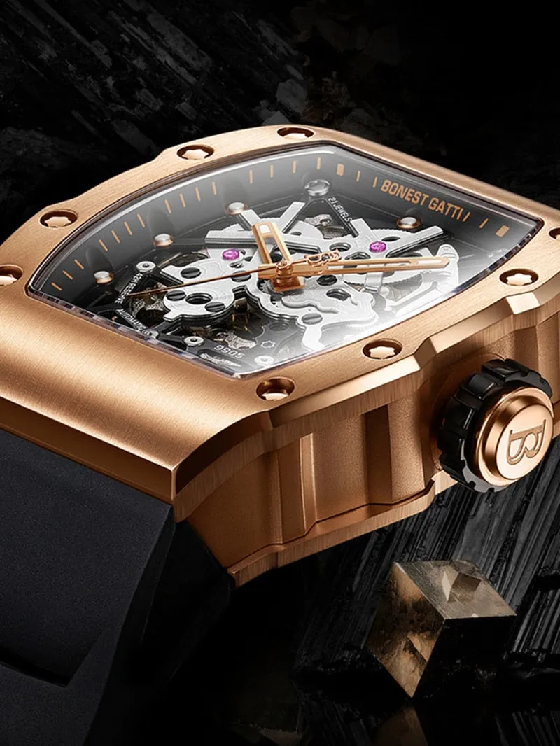 Men's Phantom Series Skeleton Rubber Band Automatic Mechanical Watch