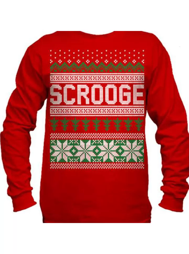 Men's Scrooge Ugly Christmas Sweater Long Sleeve Tee