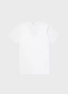 Men's Superfine Cotton V-neck Underwear T-shirt in White