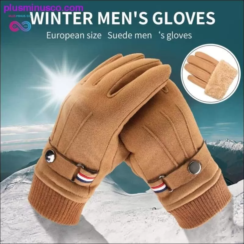 Men's Winter Gloves Suede Warm Split Finger Gloves Outdoor