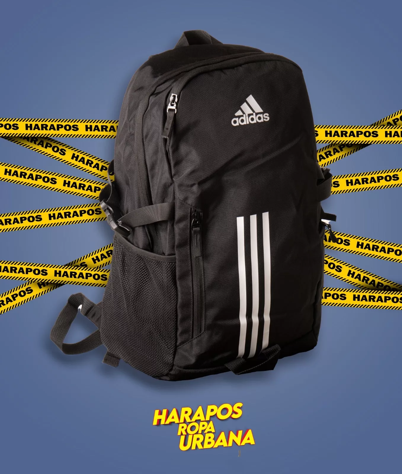 Mochila adidas negro acolchonada reforzada triple linea