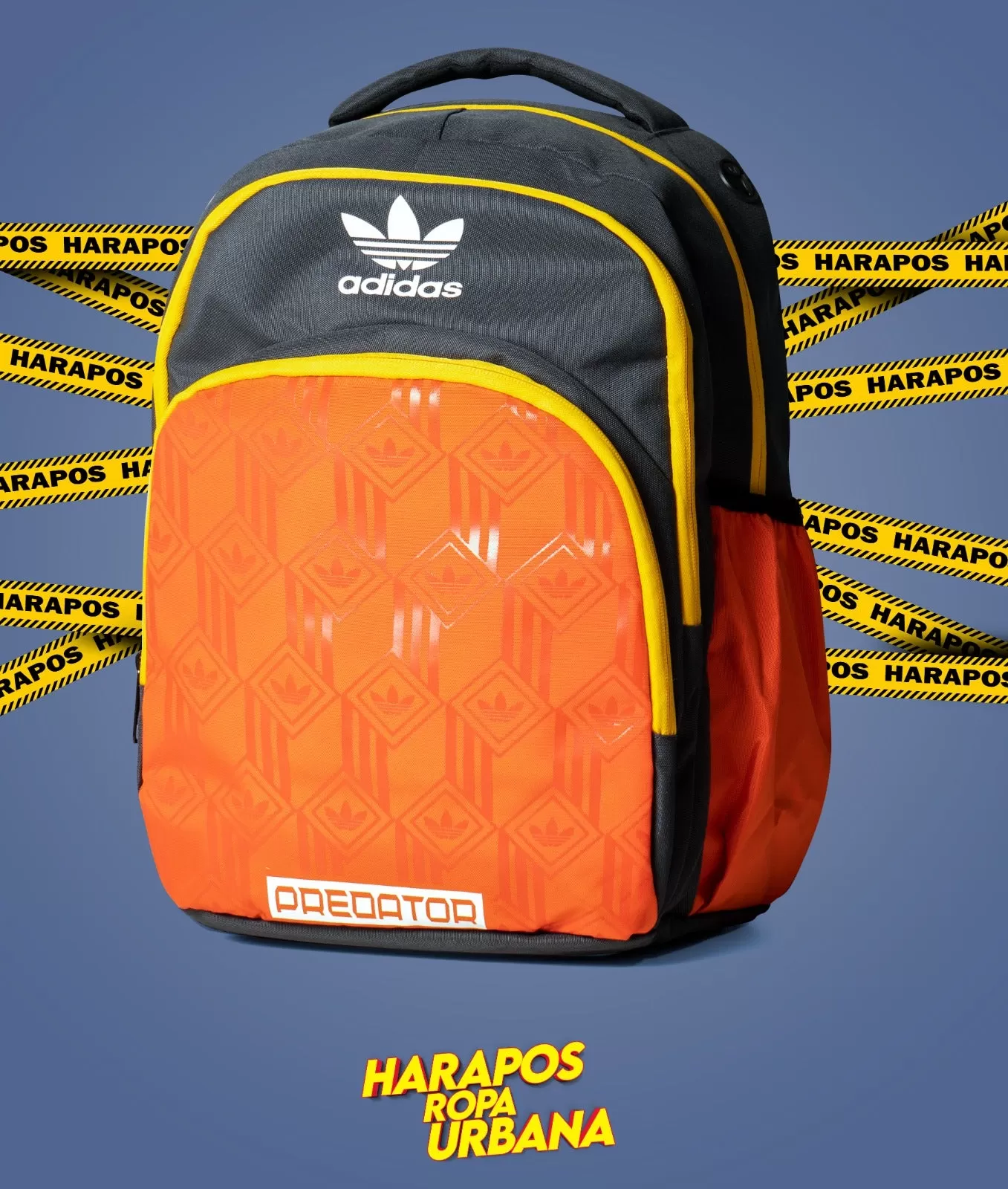 Mochila adidas reforzada plomo con naranja