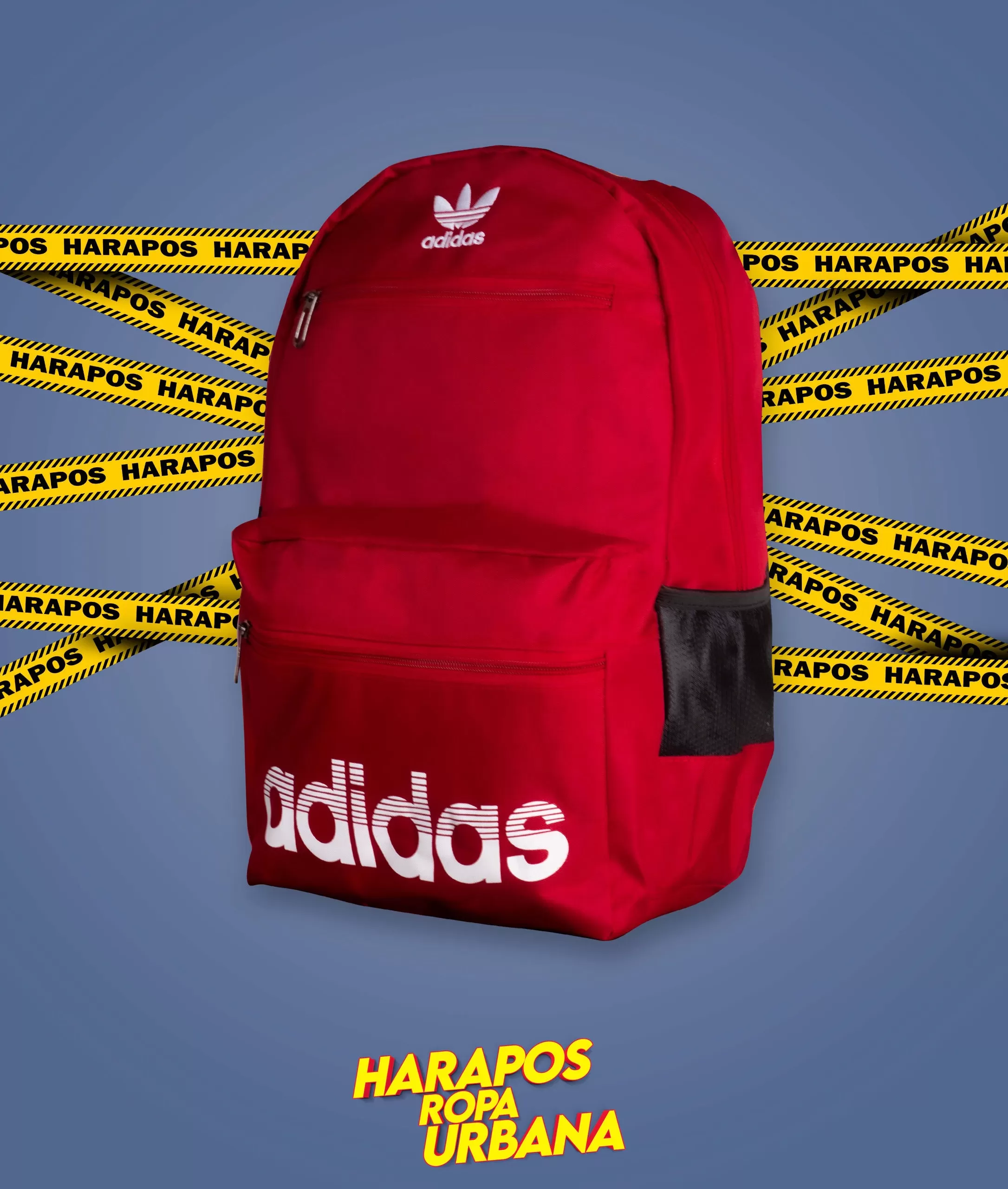 Mochila adidas rojo con letras rayadas