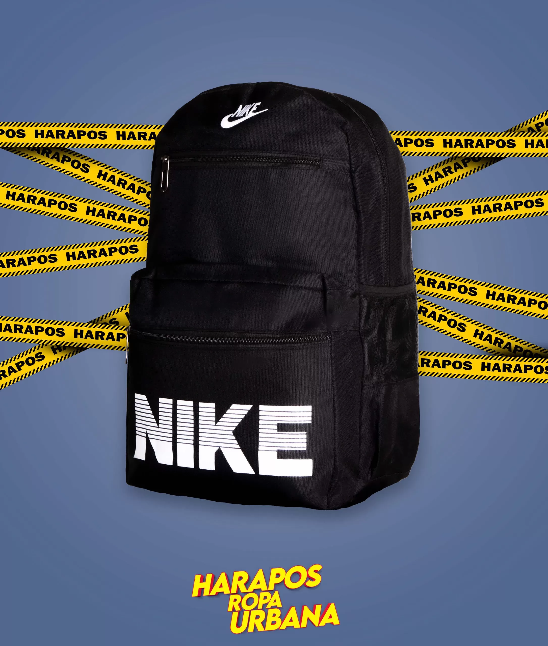 Mochila nike negro con letras rayadas