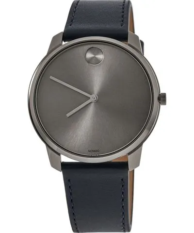 Movado Bold Thin Grey Dial Blue Leather Strap Men's Watch 3600586