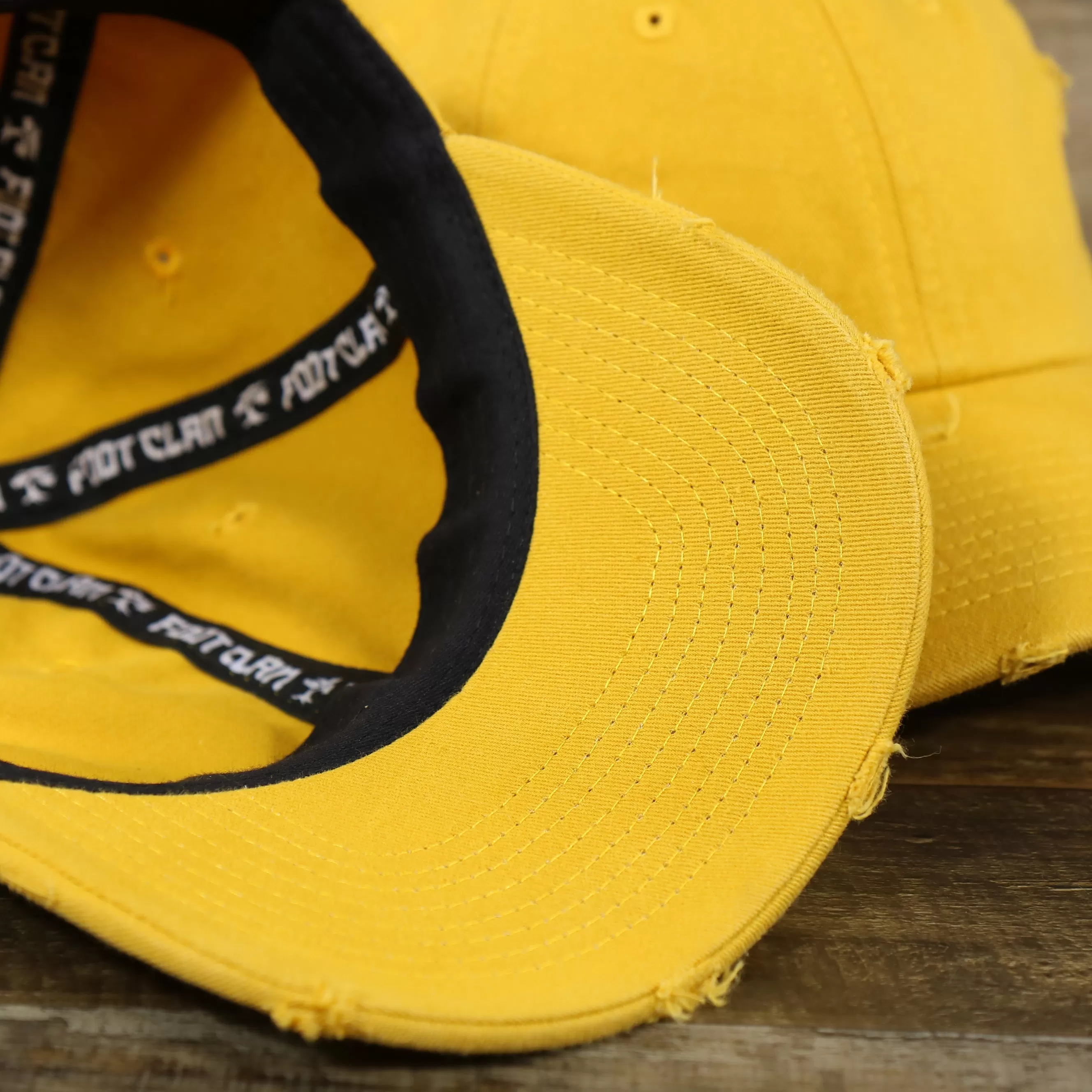 Mustard Yellow Flat Brim Distressed Blank Baseball Hat | Yellow Dad Hat