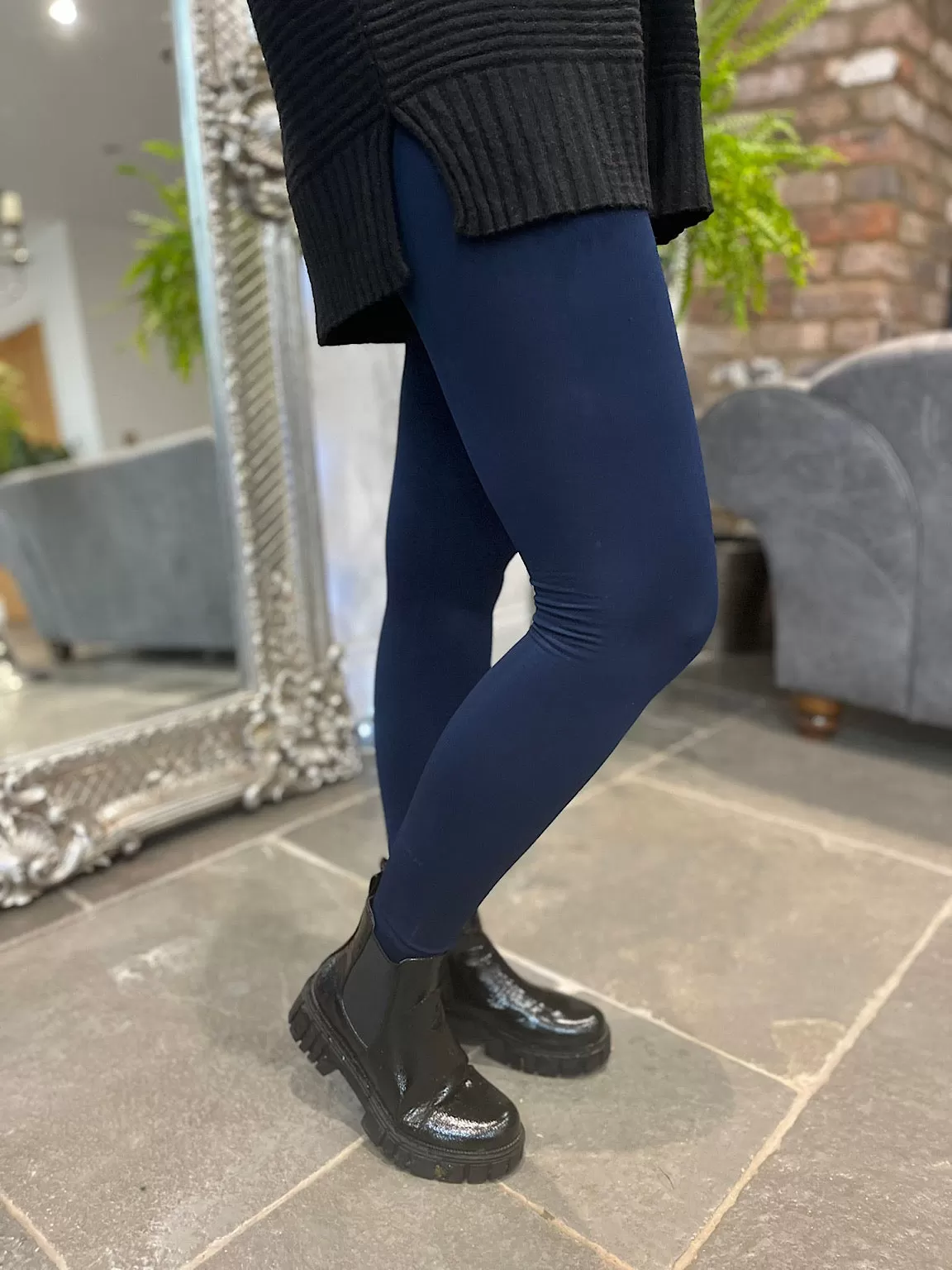 Navy Fleece Lined Leggings