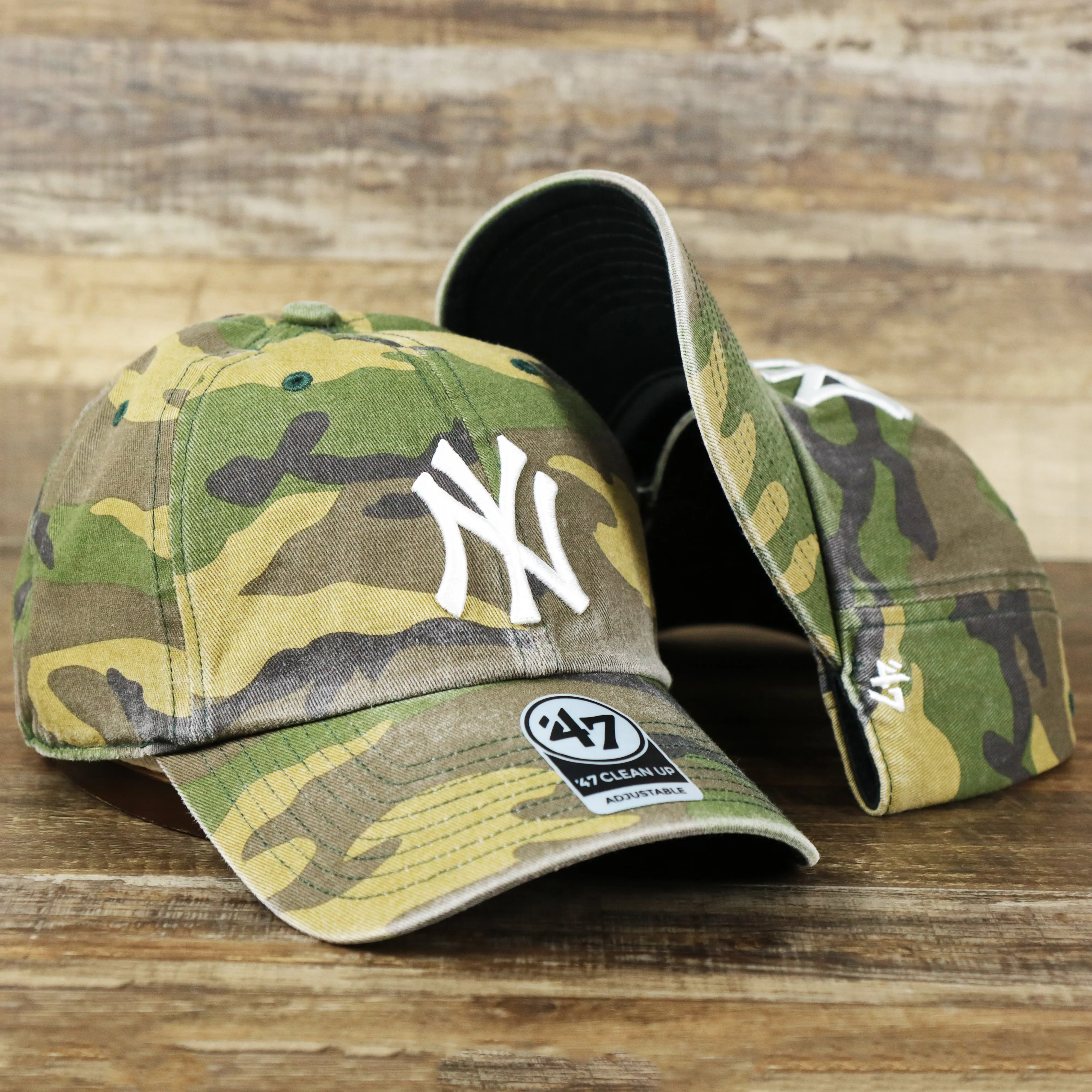 New York Yankees Camouflage Dad Hat with White Logo | Camo Dad Hat