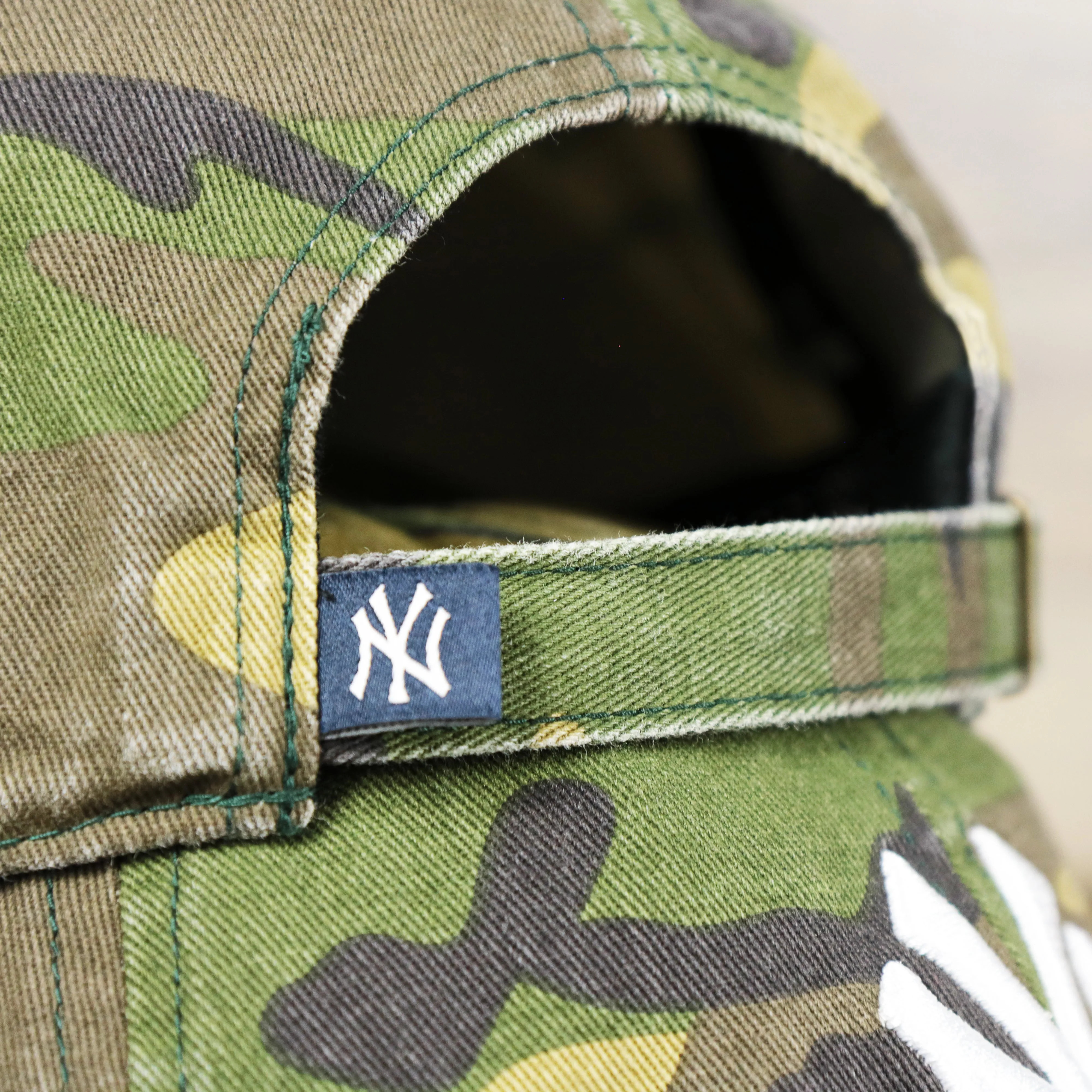 New York Yankees Camouflage Dad Hat with White Logo | Camo Dad Hat