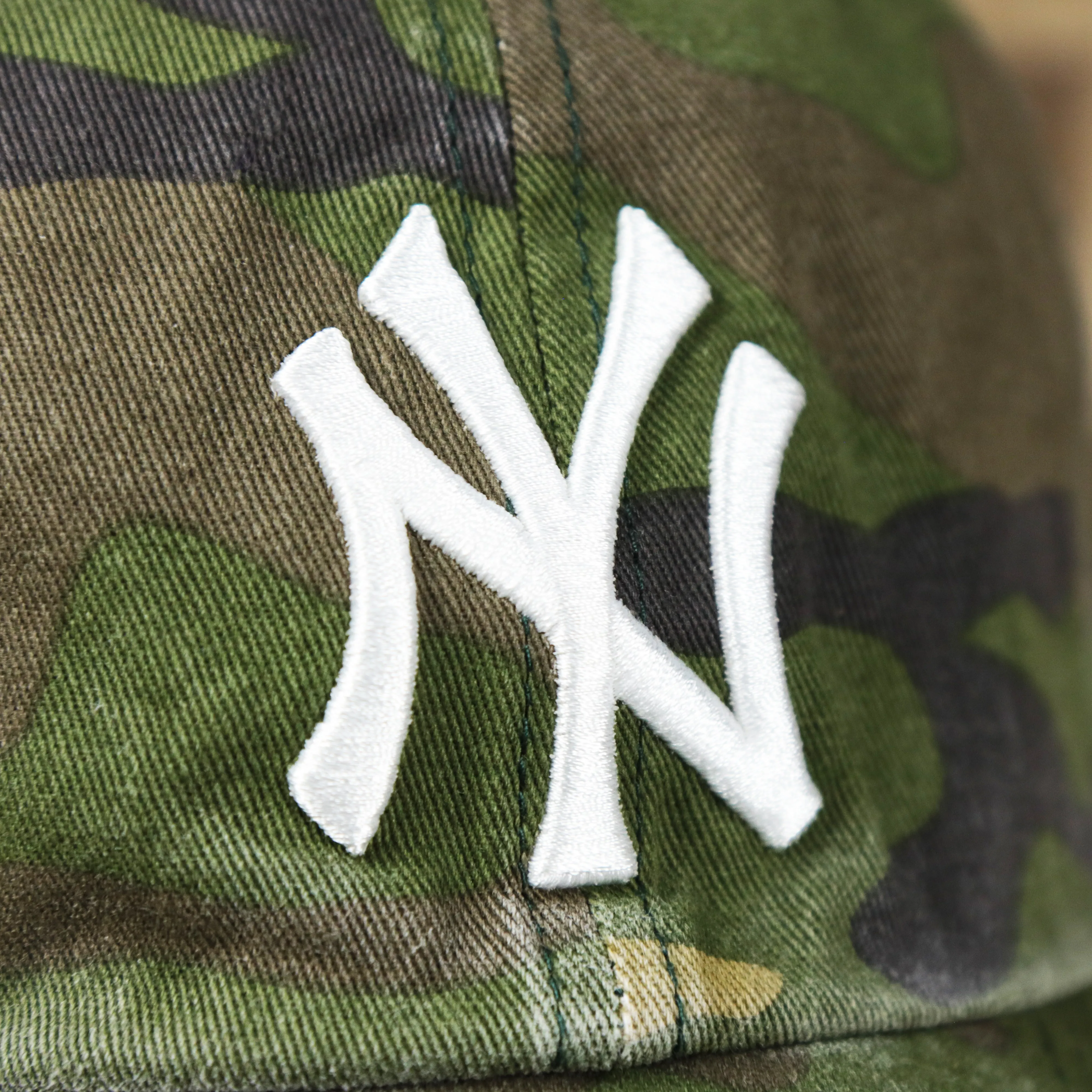 New York Yankees Camouflage Dad Hat with White Logo | Camo Dad Hat