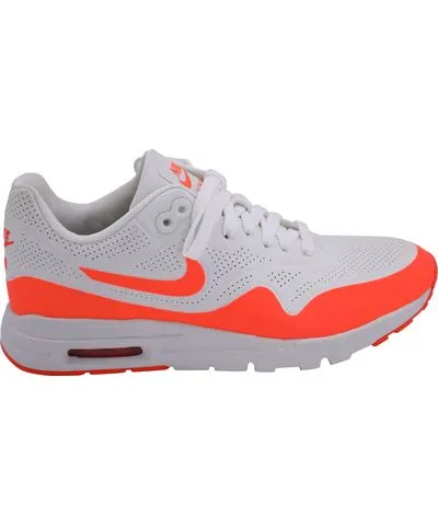 Nike Air Max 1 Ultra Moire Sneakers in White and Orange Synthetic Suede