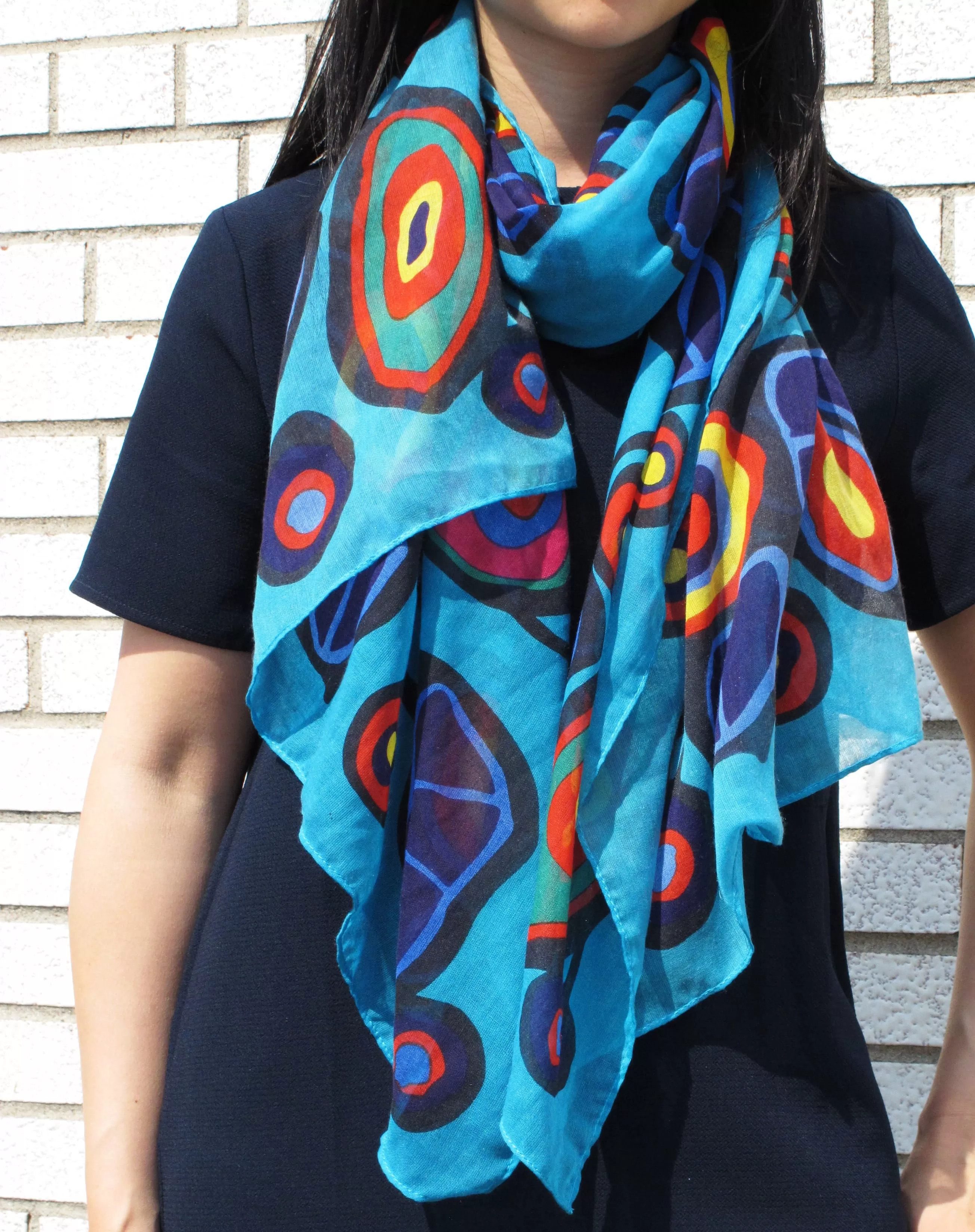 Norval Morisseau Flowers and Birds Artist Scarf