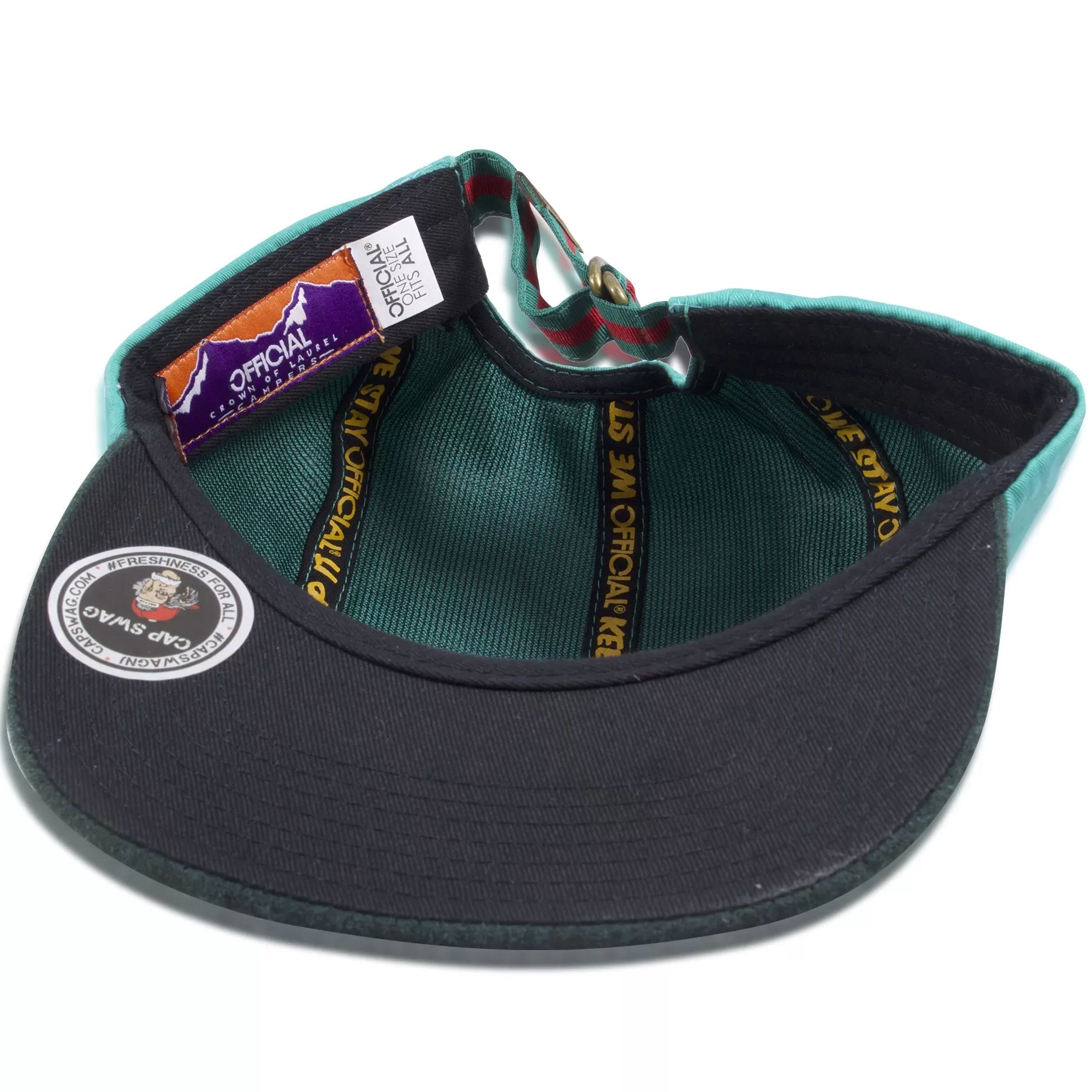 Official Teal on Dark Green Camper Five Panel Strapback Hat