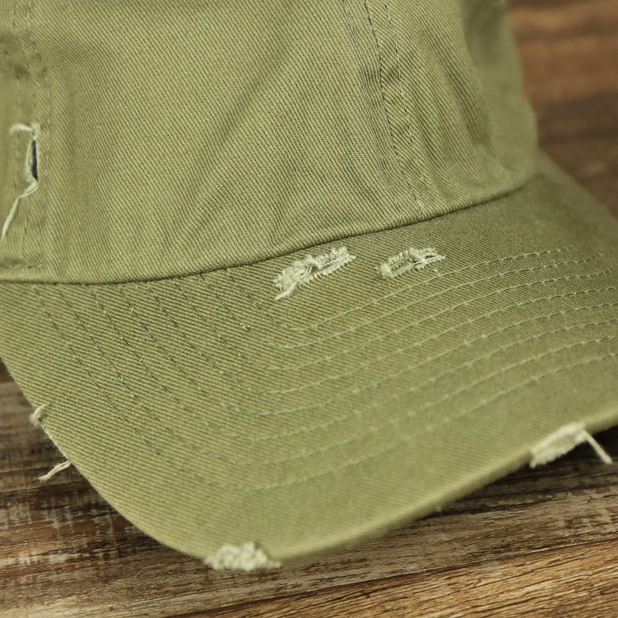 Olive Green Low Crown Distressed Adjustable Blank Baseball hat | Dark Green Dad Hat