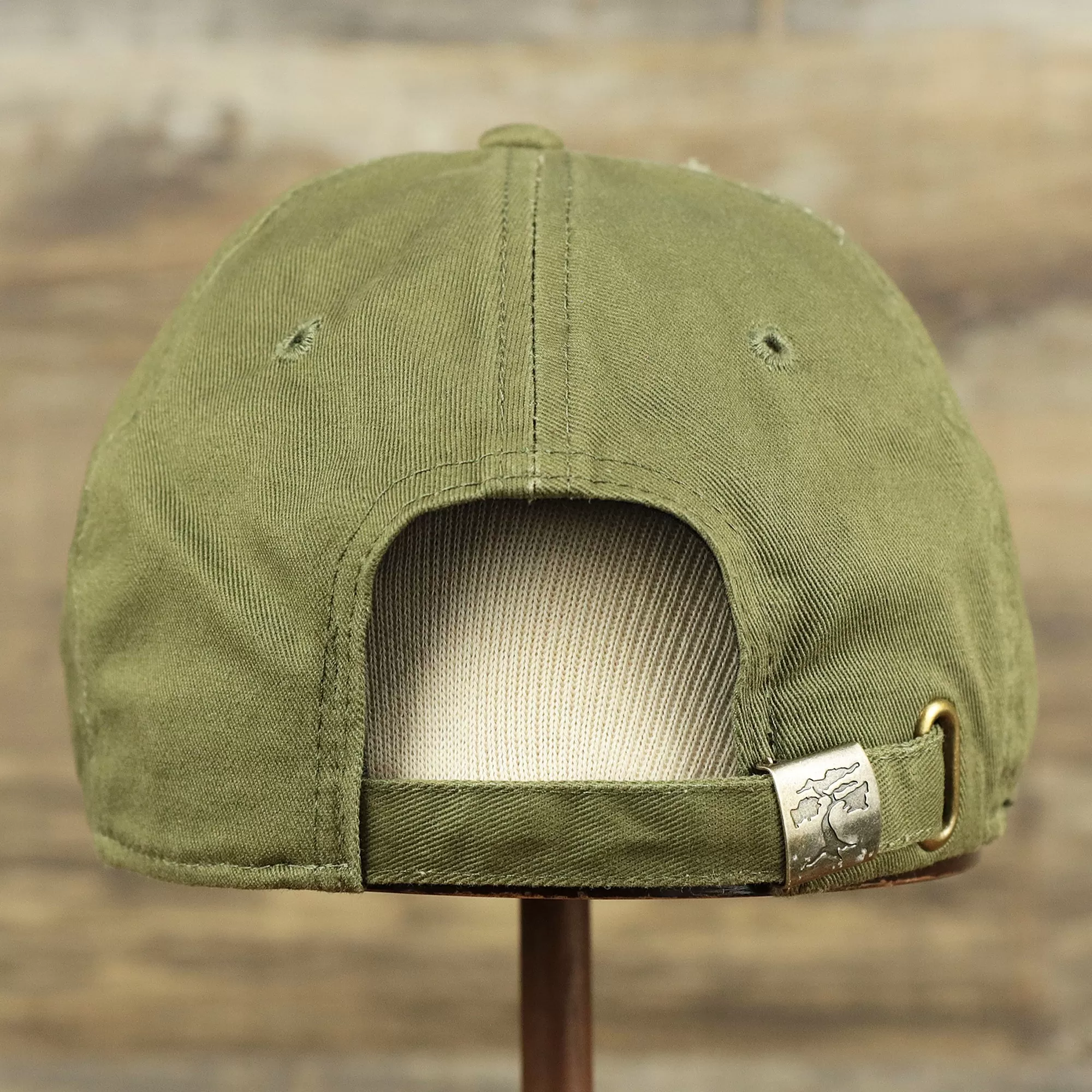 Olive Green Low Crown Distressed Adjustable Blank Baseball hat | Dark Green Dad Hat